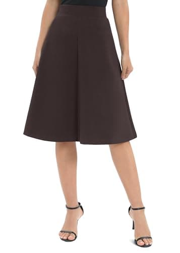 Urban CoCo Women's Elastic Flare Midi Skirt — Brown