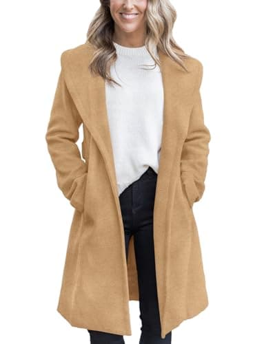 Fazortev Women's Winter Pea Coat with Big Lapel and Pockets