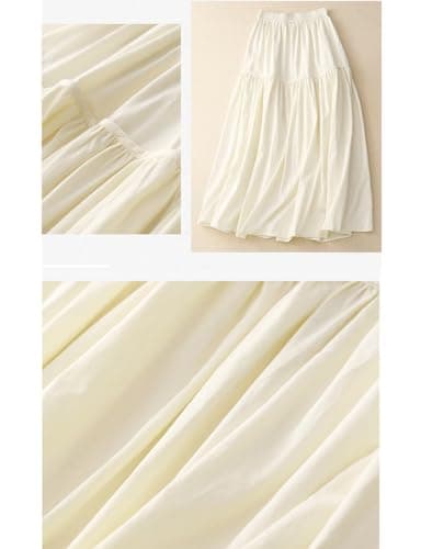 Linen Skirts for Women Elastic High Waisted Vintage Summer Midi Skirts