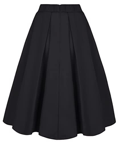 Tandisk Women's Vintage Printed Flared Midi Skirt with Pockets
