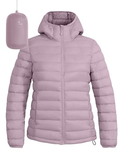 Women's Lightweight Water-Repellent Puffer Jacket with Hood for Pioneer Camp — Grayish Purple