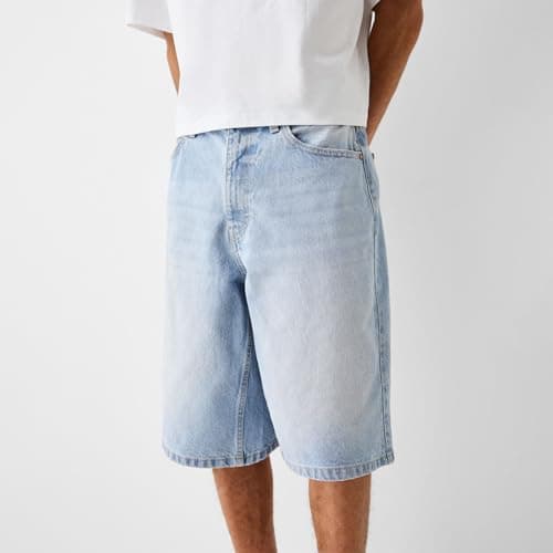 Kodaruber Men's Vintage Baggy Denim Hip Hop Jean Shorts
