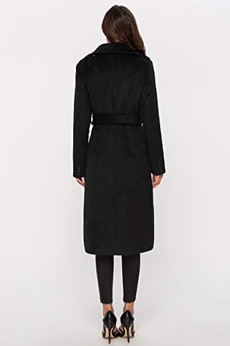 Womens Wool Double Breasted Pea Coat Winter Trench with Belt