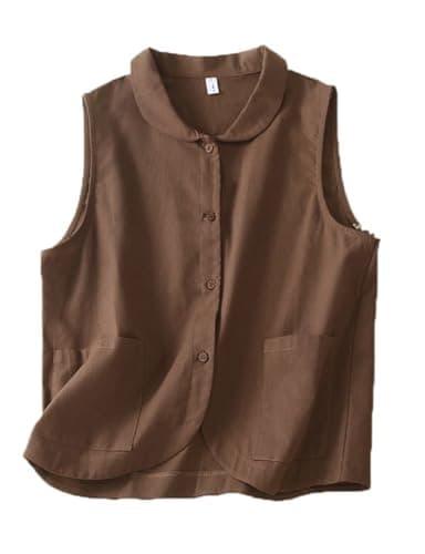 IDEALSANXUN Linen Vest Women 2024 Spring Blazer Outfits — Coffee