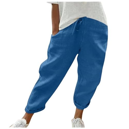 Cotton Linen Bermuda Shorts Elastic Waist Cargo Shorts — 023