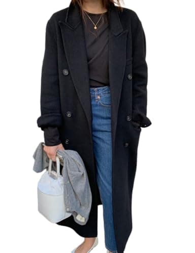 IDEALSANXUN Women's Long Wool Trench CoatFall Winter Double Breasted Jackets