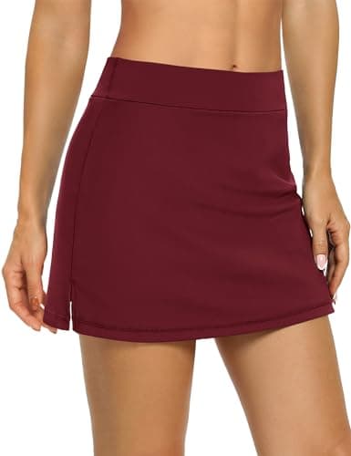 LouKeith Women's Golf Skirts Mini Skorts Summer Workout Shorts with Pockets — Burgundy