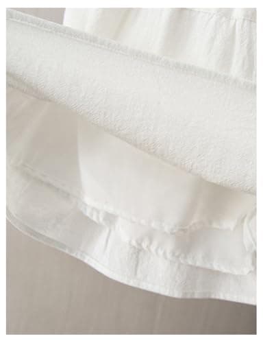 White Linen Mini Skirt 2024 Summer High Waisted A Line Tiered Pleated Cute Short Skirt for Women