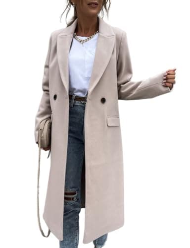 Stylish Long Wool Trench Coats for Women, Perfect for Fall and Winter — Beige