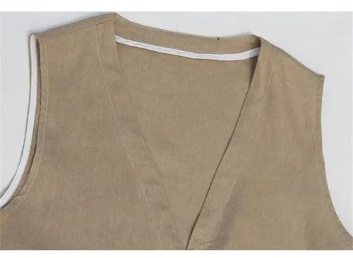 Women's Summer Solid Linen Waistcoat Basic Design Pocketsأست Listings