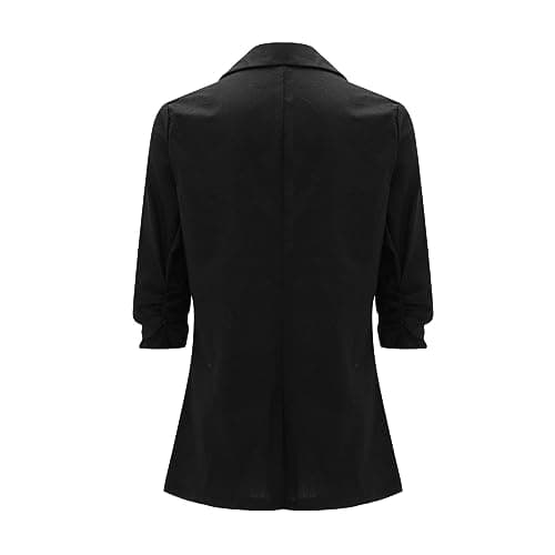 Women's Cotton Linen 3/4 Sleeve Open Front Blazer Jacket