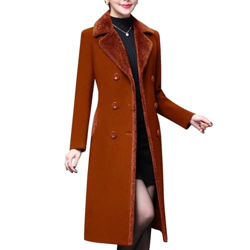 Women's Double-Breasted Wool Winter Coat — Caramel