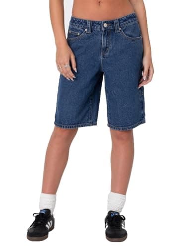 Alyweatry Y2K Loose Denim Bermuda Shorts for Women — Star Print