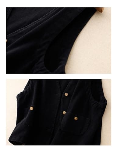 Linen Sleeveless Vest for Women Casual Lightweight Summer Blazer