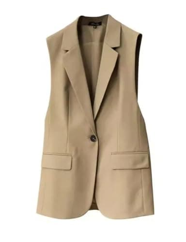 Sleeveless Blazer Jacket for Women — Khaki