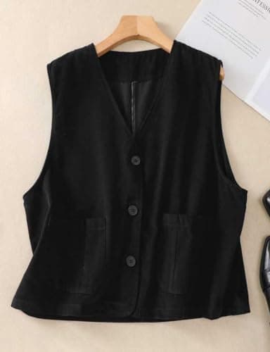 Casual Linen Button Down Vest for Women