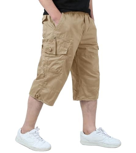 EKLENTSON Men's 3/4 Cargo Shorts with 7 Pockets