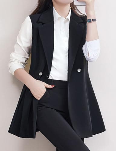 Sleeveless Vest for Women Casual Notch Lapel Slim Fit Blazer Jackets