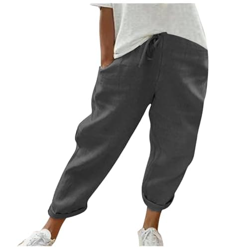 Cotton Linen Bermuda Shorts Elastic Waist Cargo Shorts — 019