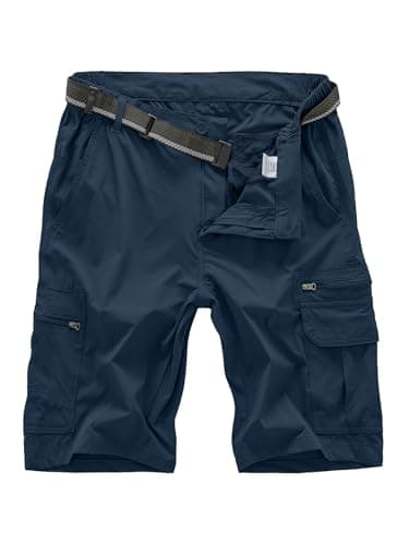 Jessie Kidden Men's Lightweight Quick Dry Water Resistant Fishing Hiking Shorts — Navy