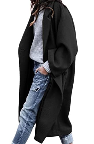 CHARTOU Women's Oversized Wool Blend Midi Trench Coat — Black