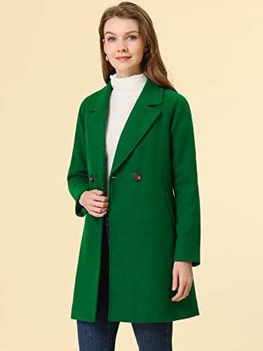 Allegra K Women's Notched Lapel Double Breasted Winter Coats