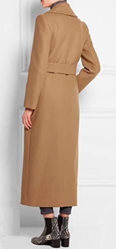 CHARTOU Women's Elegant Wool Blend Double Breasted Overcoat with Belt