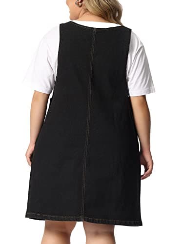 Agnes Orinda Plus Size Women's Denim Overall Bib Dress