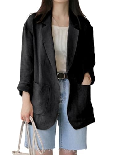 Lightweight Linen Blazer for Women — Black