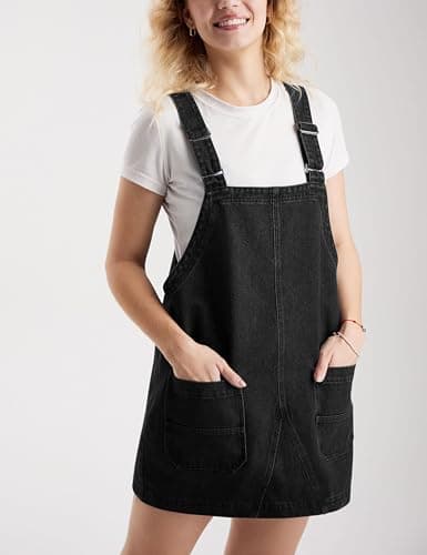 Xuehaya Women's Casual Denim Overalls Adjustable Strap Rompers