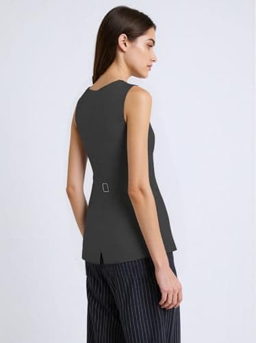 IDEWO Women's Lightweight Summer Linen Vest Blazer Pockets Casual Jackets