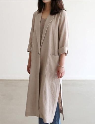 Cotton Linen Blazer Casual Spring Jackets Trench Coat