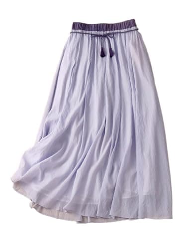 Lightweight Linen Skirts for Women Summer Vintage Style — Purple