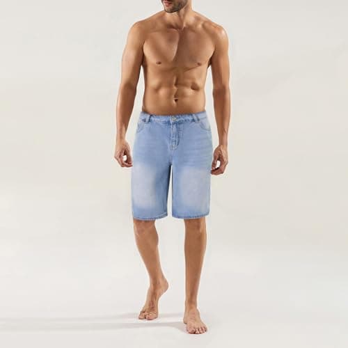Kodaruber Men's Vintage Baggy Denim Hip Hop Jean Shorts