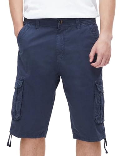 BEST SOUTH Men's Casual Long Cargo Shorts 13 Inches Relaxed Fit with Pockets — Blue