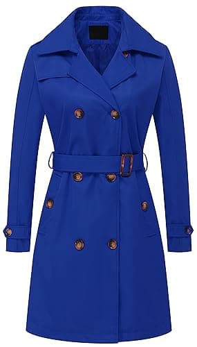Chrisuno Women's Long Trench Coat with Belt and Hood — Royal Blue