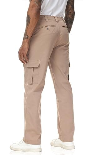 Soojun Men's Elastic Waist Relaxed Fit Stretch Cargo Pants