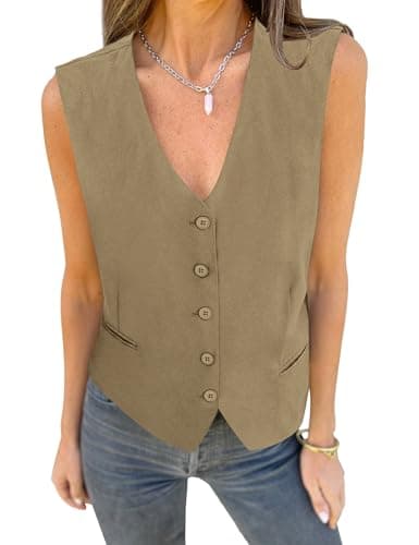Luvamia Women's Linen Blazer Vest - Fashion Casual Top — Slate Green