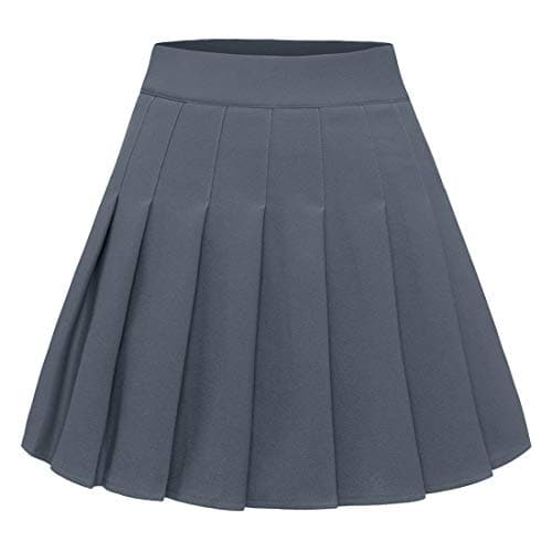 Pleated Skirts for Women: High Waist Mini Skater Tennis A-line Cheerleader — Grey