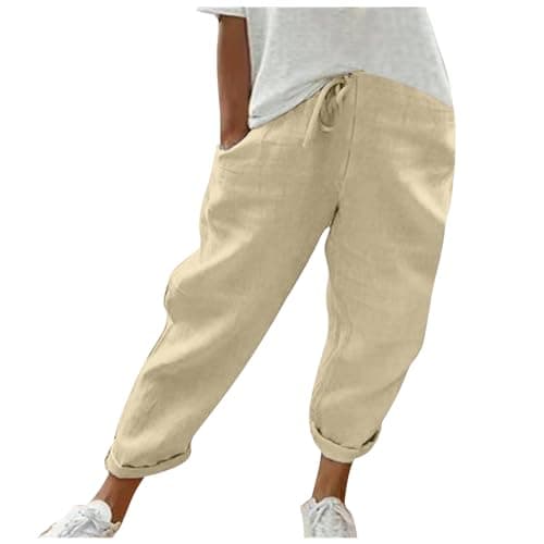 Cotton Linen Bermuda Shorts Elastic Waist Cargo Shorts — 022