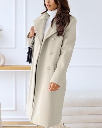 Chouyatou Women's Winter Office Long Wool Pea Coat