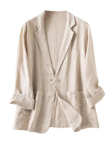 IDEALSANXUN Womens Linen Blazer - Lightweight Casual Suit Jacket
