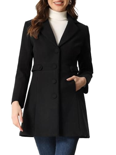 2024 Allegra K Notched Lapel Women's Winter Coat Pea Coat