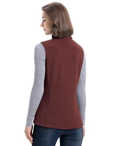 Women's Lightweight Warm Polar Fleece Vest with Zip Pockets for Winter