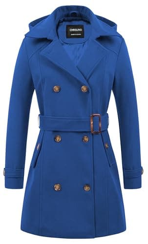 Chrisuno Women's Double Breasted Hooded Pea Coat — Sapphire
