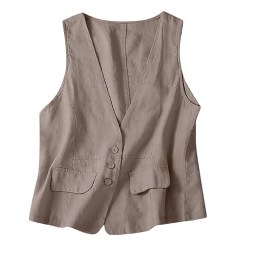 Vintage Deep V Neck Lightweight Sleeveless Coat for Women
