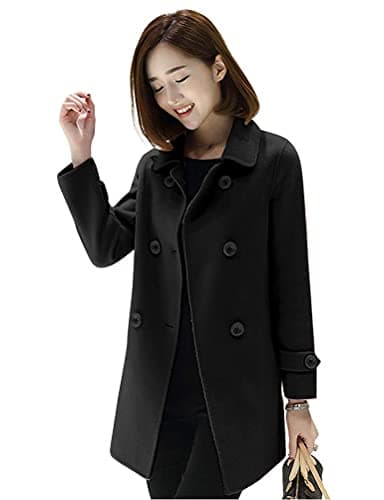 Ylingjun Women's Classic Fit Double Breasted Wool Pea Coat Outwear