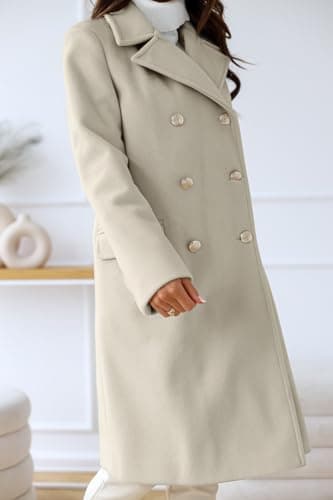 Chouyatou Women's Winter Office Long Wool Pea Coat