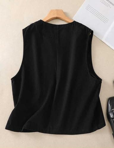 Casual Linen Button Down Vest for Women