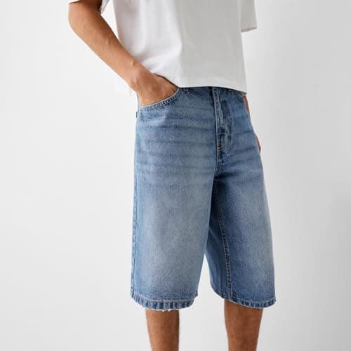 Winioder Men's Casual Baggy Jeans Shorts Wide Leg Denim Jorts